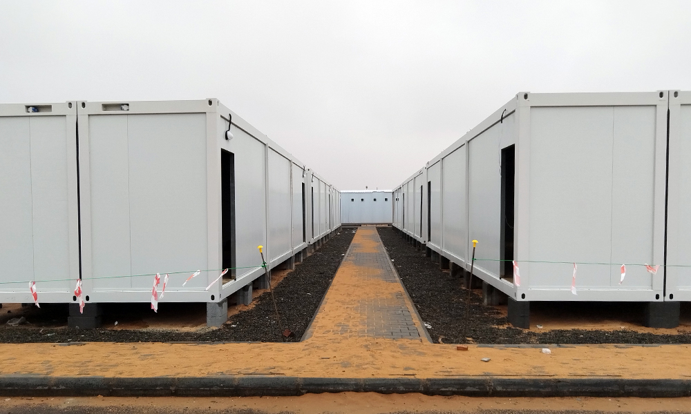 Projet de bureaux de chantier et de camp d'hébergement des travailleurs pour un site photovoltaïque en Inde